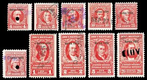 Scott R623//R644 1953 4c-$20.00 Dated Red Documentary Revenues Used F-VF