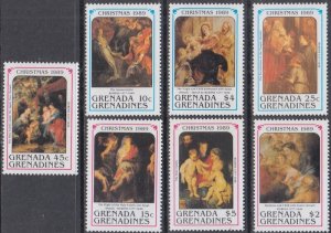 GRENADA GRENADINES Sc # 1125-3 MNH CPL SET of 7 - CHRISTMAS, RELIGIOUS PAINTINGS
