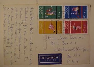 GERMAN OLYMPIC BLOCK SE TENANT 1972 on CARD KIEL