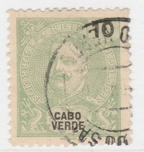 Cape Verde 1898-1901 10r Light Yellow Green Perf. 11 3/4x12 Used Stamp A20P2F909-