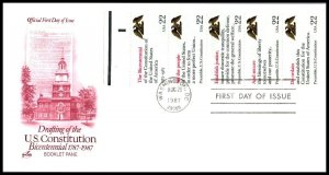 1987 We the People Constitution Bicentennial booklet pane Sc 2359a FDC ArtCraft
