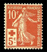 France, 1900-1950 #B2 (YT 147) Cat€40, 1918 Red Cross, 10c+5c, hinged