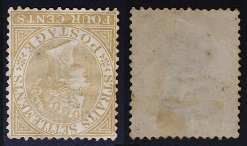 Malaya Straits Settlements INVERTED wmk QV 1883 4c Used CCA SG#64w CV£180 M1774