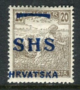 CROATIA; 1918 New Yugoslavia SHS HRVATSKA Optd issue mint 20f. value