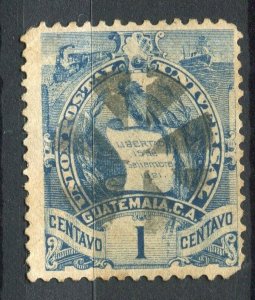 GUATEMALA; 1886 classic Quetzal Coat of Arms issue fine used 1c. value