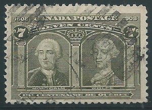 Canada, 1908, 7c olive, Tercentenary, Scott 100, Used, Fine - Very Fine