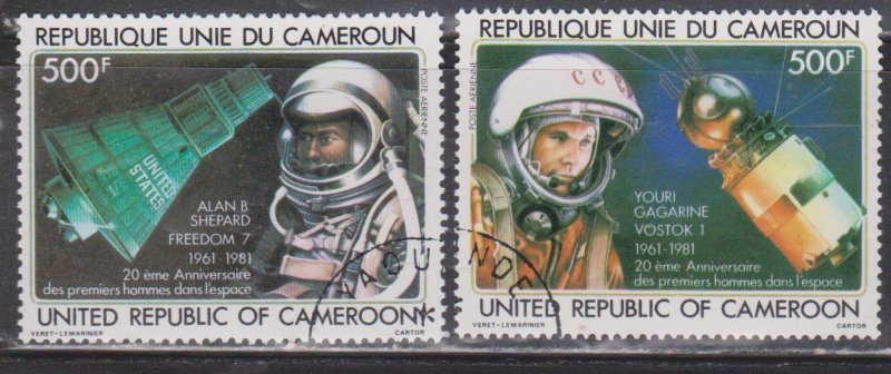 CAMEROON Scott # C291-2 Used - Space Alan B Shepard & Youri Gagarine