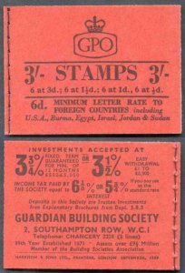 M14g Sept 1959 3/- Graphite Booklet 1 1/2d INVERTED 3 good perfs