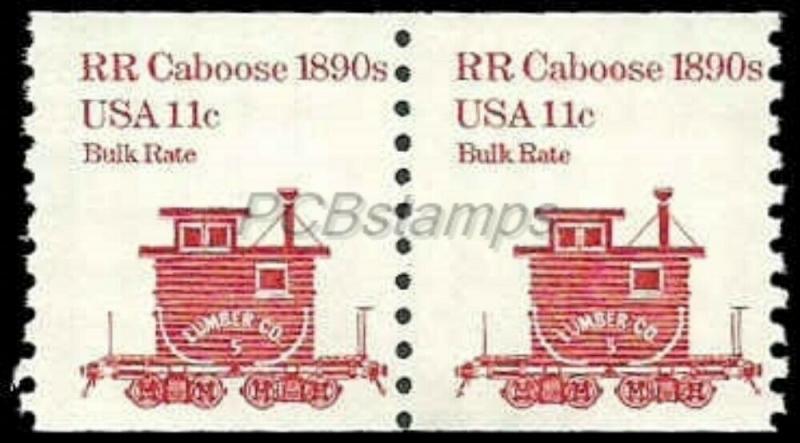 US #1905 Coil Pair 22c(2x11c)11c RR Caboose, MNH, (PCB-1)