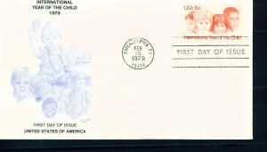 US Sc# 1772 FDC Year of Child Boy Girl Barlen