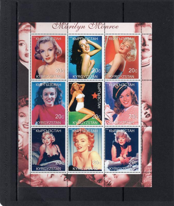Kyrgyzstan 2000 MARILYN MONROE Early Pictures Sheetlet (9) MNH VF