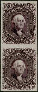 #78P3 24¢ LILAC 1861 PLATE PROOF ON INDIA PAPER XF-SUPERB PAIR BP6743