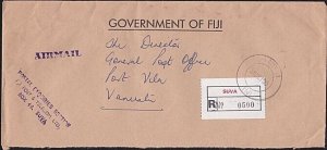 FIJI 1990 Official PO cover registered Suva to VANUATU.....................B1077