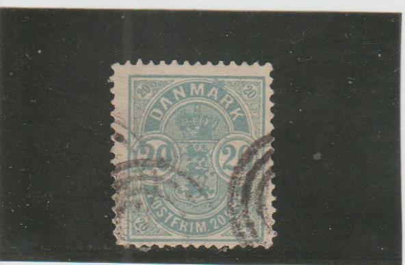 Denmark  Scott#  40  Used   (1884 Arms)