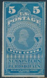  #PR5 5c 1875 (FINE) NEWSPAPER STAMP CV $225 AU588