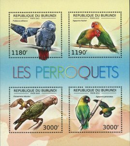 Parrots Stamp Bird Psittacus Erithacus Agapornis Personatus S/S MNH #2813-2816