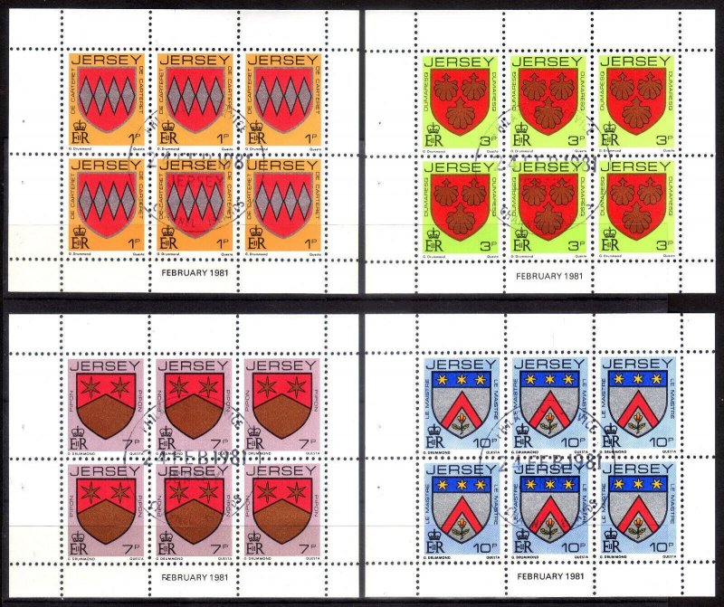 1981 Jersey CTO Booklet Pane Set, Sc 247a/256a Mi HB0-25-28, Stamps Collectible