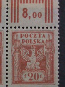 POLAND- 1919 SC#113 UNITED POLAND-EAGLE & FASCES- MNH BLOCK VERY FINE