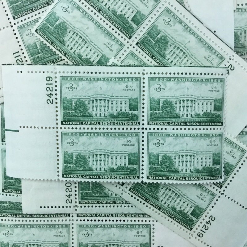 990   Executive White House.    25 MNH 3 cent plate blocks    Issued in 1950