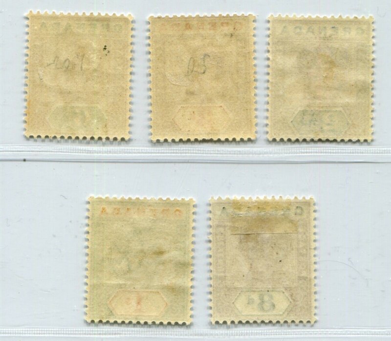 QV GRENADA 1895 GOOD PART SET 2½p - 1/- SCOTT 42-46 SG 51-55 PERFECT MH