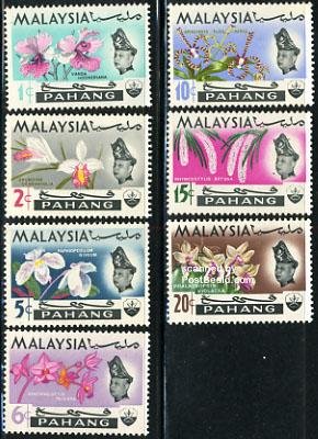 Malaysia 1965, Pahang, orchids 7v, MNH