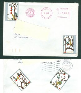 Denmark. 2000 Commercial Cover.Red Meter Stamp.4 Red Cross Christmas Seals.Birds