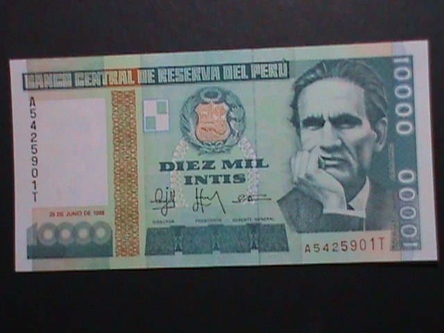 ​PERU 1988-CENTRAL RESERVE BANK OF PERU-$10000 INTIS UNCIRCULATED CURRENCY -VF