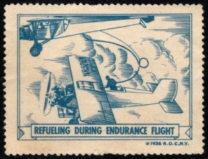 1936 US Poster Stamp Seaplane Refueling During Endurance Flight Unused