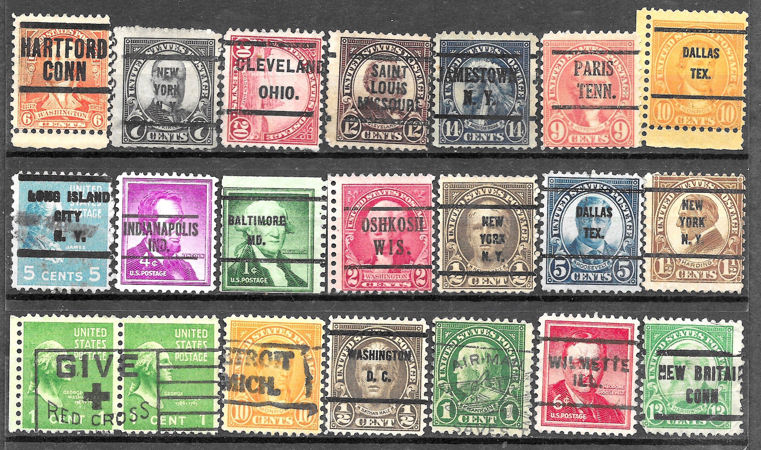 United States Group of 21 Precanceled Stamps See Scan United