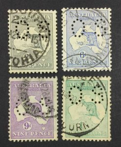 MOMEN: AUSTRALIA SG #O31-O35 1915 KANGAROO USED £275 LOT #63774