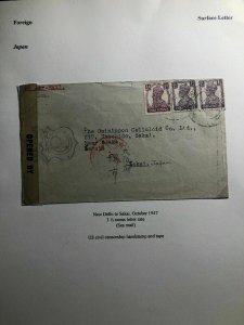 1947 New Delhi India Censored Airmail Cover To Sakai Japan