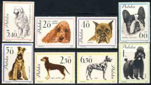 Poland 1963 Sc 1115-23 Poodle Terrier Boxer Bulldog Stamp MH