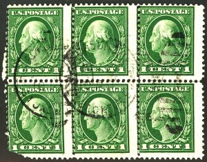 U.S. #405 USED BLOCK OF 4 TEAR