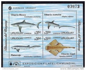 Istambul stamp expo marine life fauna fish shark URUGUAY Sc#1633 MNH STAMP cv$8