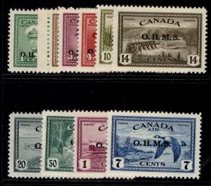 CANADA GVI SG O162-O171, 1949 complete set, LH MINT. Cat £275.