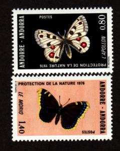 French Andorra 251-252 Mint NH Butterflies!