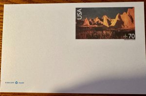 US # UXC 28 Badlands Nat. Park airmail postal card 70c 2001 Mint NH