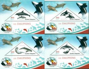 DOLPHINS MARINE FAUNA CHARLES DARWIN MADAGASCAR 2019 MNH STAMP SET 4 SHEETS