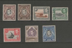 Kenya and Uganda 1938 KGVI 131,131a,136,138,140,142,143,150 MNG