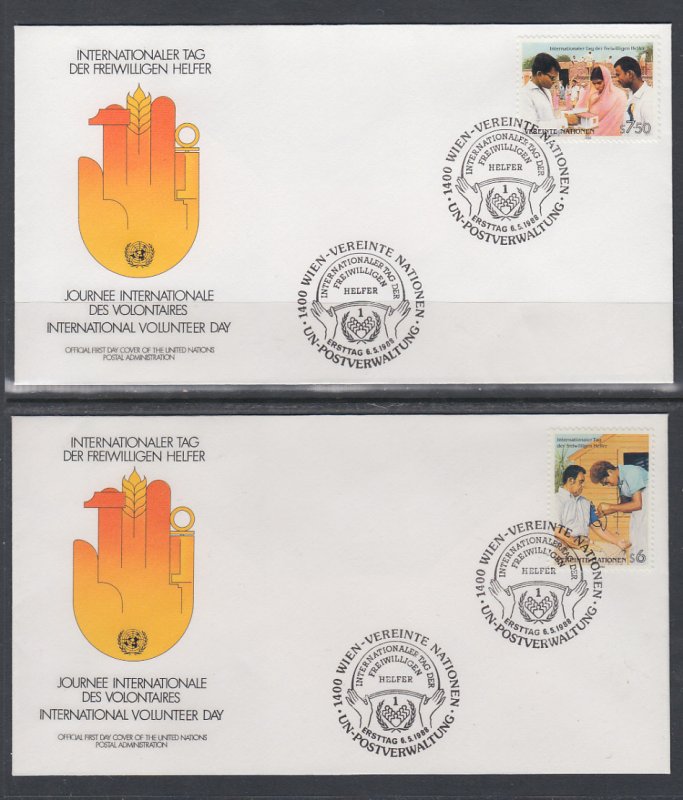 UN Vienna 82-83 Volunteer UN Postal Administration U/A Set of Two FDC