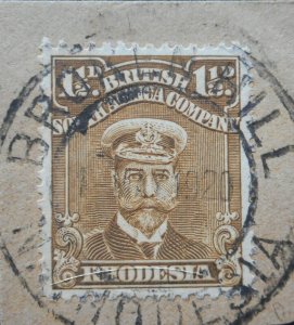 Rhodesia Admiral One and a HalfPence with BROKEN HILL (DC) postmark
