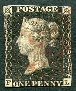 1840 Penny Black (FL) with Red Maltese Cross