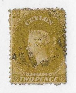 Ceylon Sc #49 2p olive green used FVF