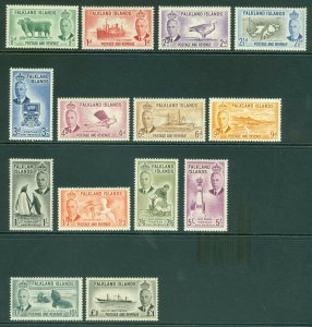 SG 172-185  Falklands 1952. ½d-£1 set of 14. Lightly mounted mint CAT £150