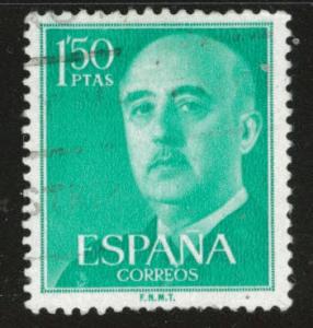 SPAIN Scott 827 Used from 1954-56 Franco FNMT imprint set