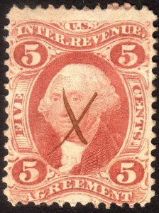 1862, US 5c, Agreement, Used, Sc R23c