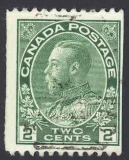 Canada Sc# 133 Used (b) 1915 2c yellow green King George V Admiral Coil Stamps