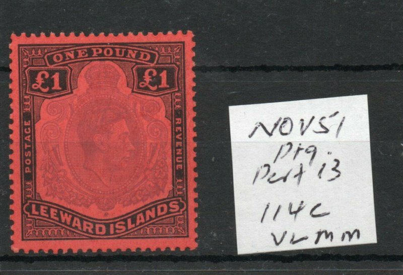 LEEWARD ISLANDS £1  SG114c Nov Ptg. lightly hinged.