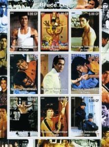 Congo 2002 BRUCE LEE Martial Artist Sheet Perforated Mint (NH)