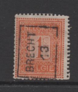 Belgium Scott#  92  used   Single Precanceled